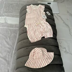 Brand new with tags Pehr, shorts, and sun hat set